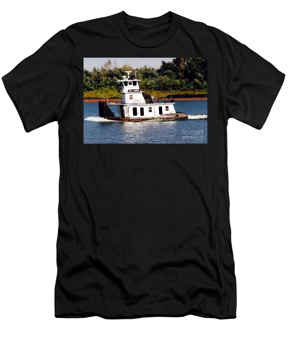 Towboat T-Shirt featuring the photograph Ohio River Towboat by Susan Stevens Crosby