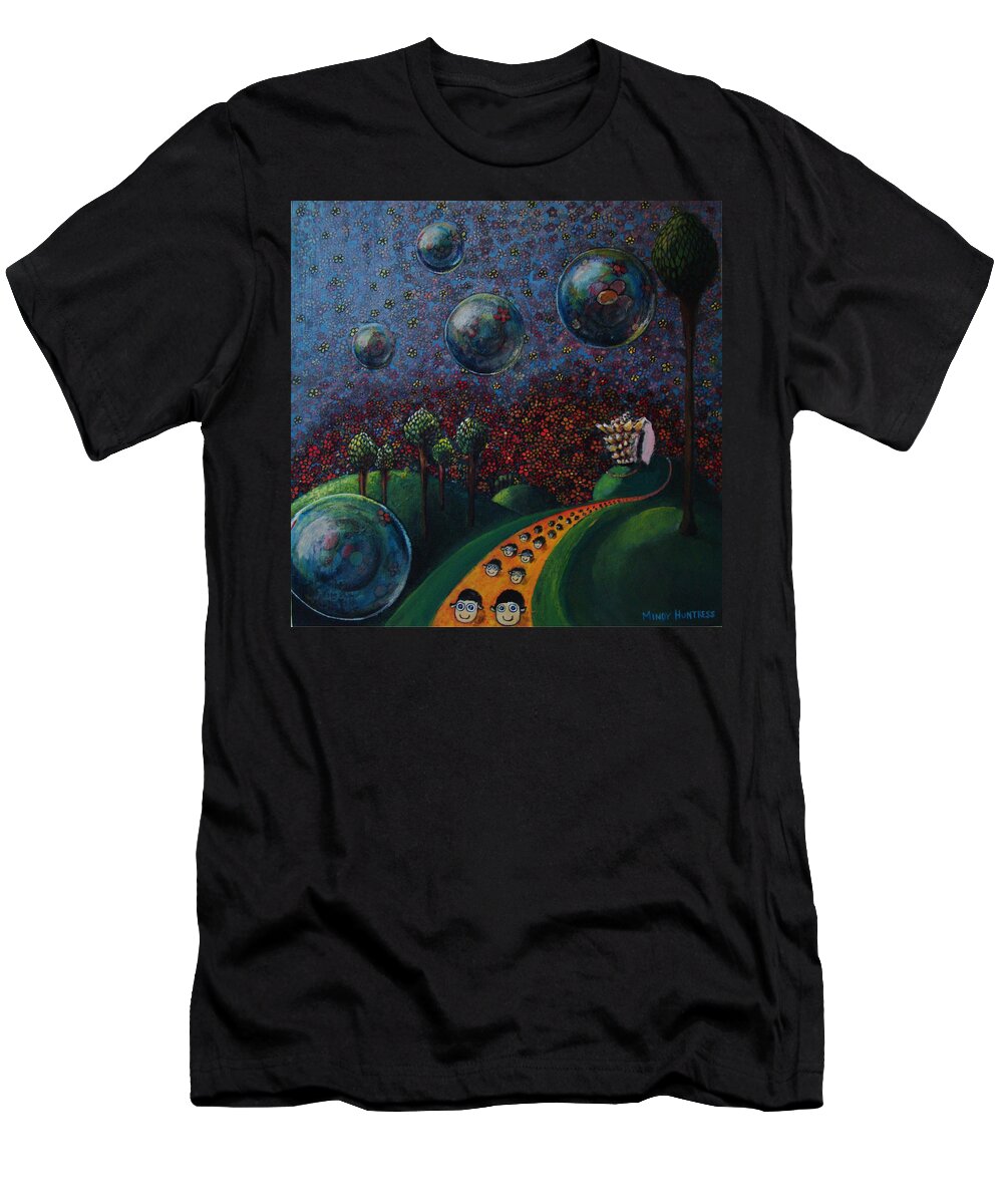 Flowers T-Shirt featuring the painting Out of Her Shell by Mindy Huntress