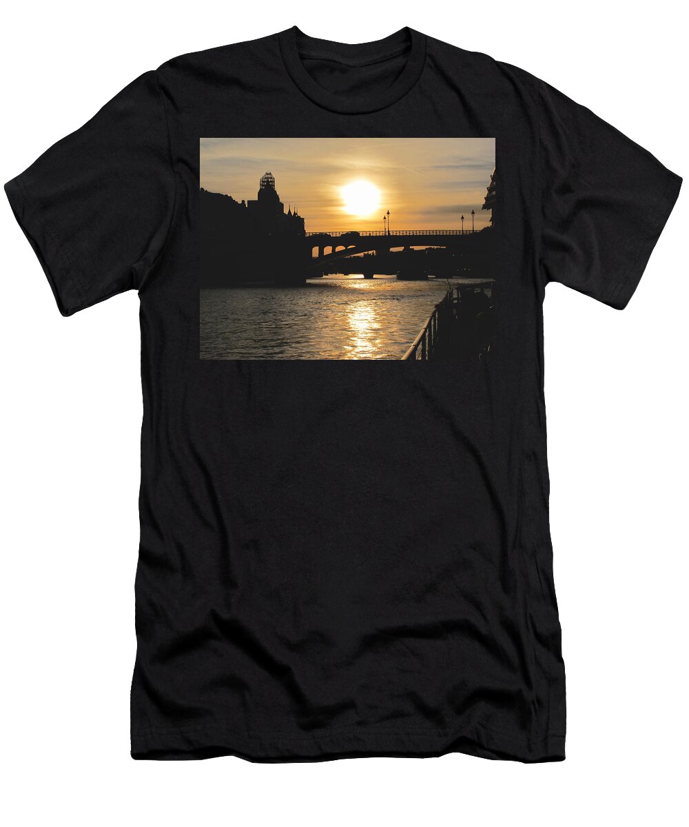 Paris T-Shirt featuring the photograph Parisian Sunset by Kathy Corday