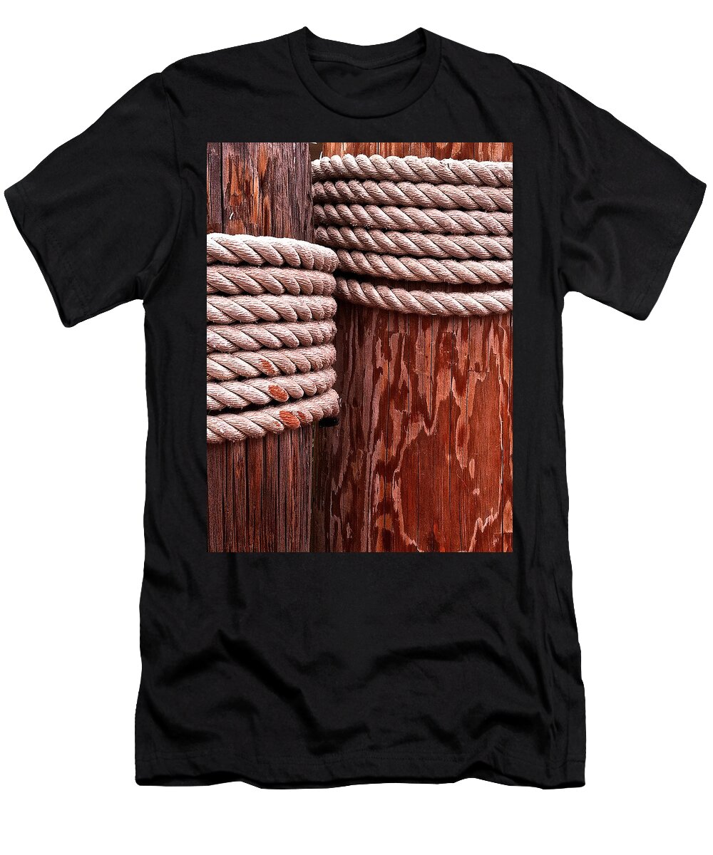 Pier T-Shirt featuring the photograph Pier Ropes by Bill Owen
