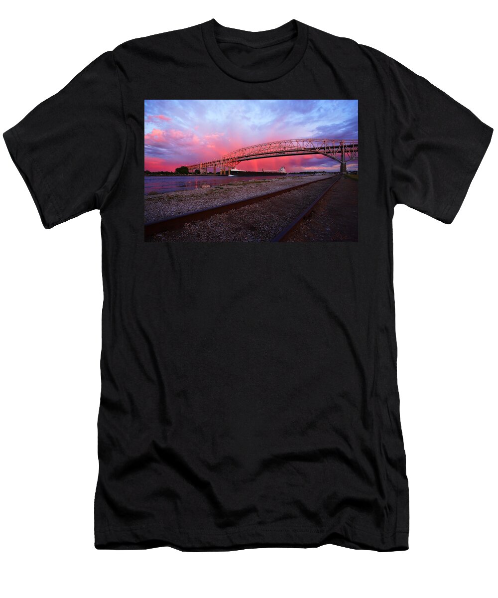 Port T-Shirt featuring the photograph Pink and Blue by Gordon Dean II