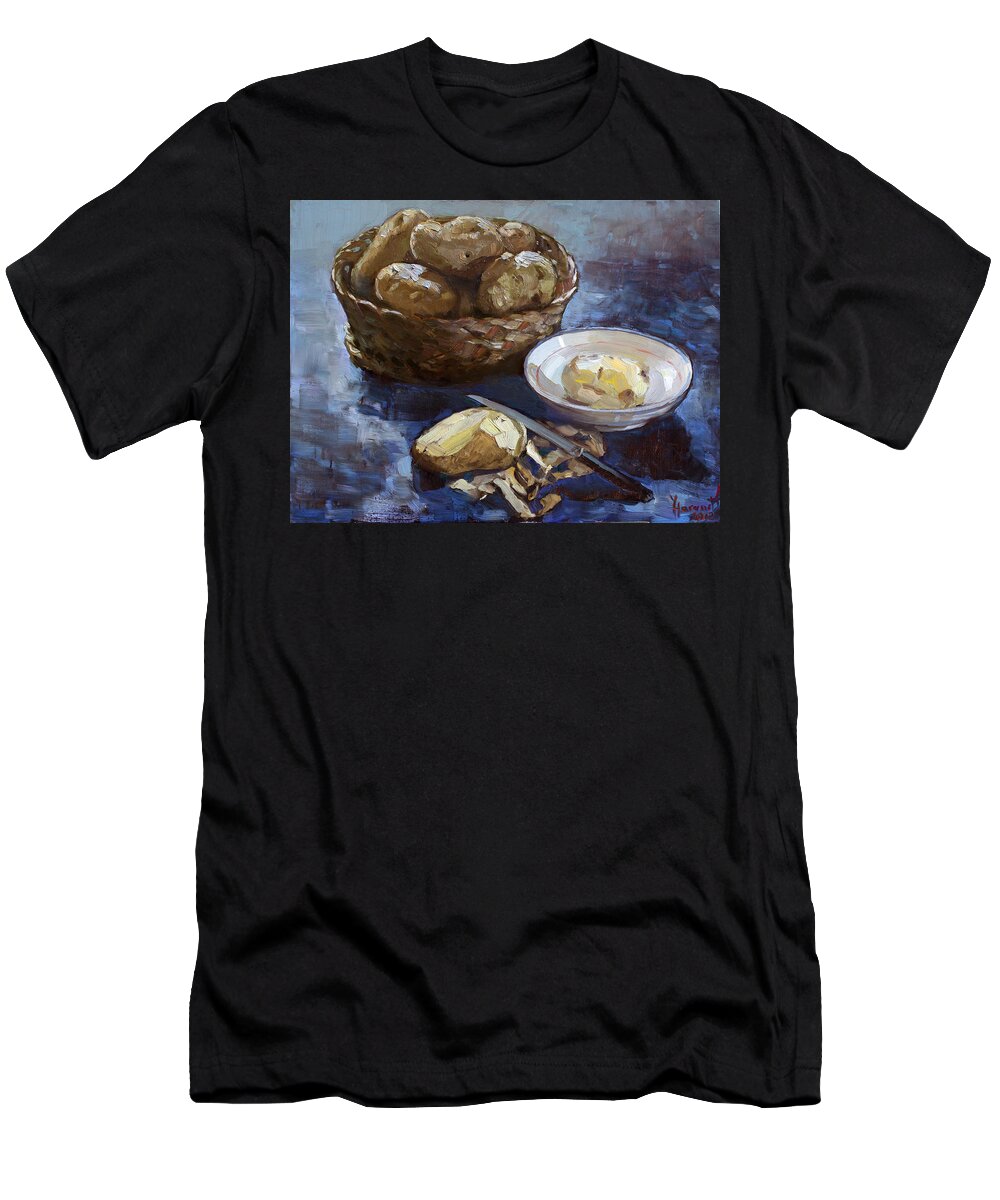 Potatoes T-Shirt featuring the painting Potatoes by Ylli Haruni