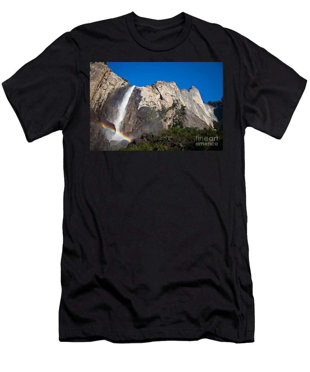 Granite T-Shirt featuring the photograph Rainbow on Bridalveil Fall by Olivier Steiner
