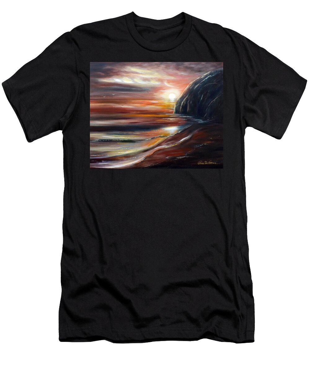 Sunset T-Shirt featuring the painting Reflections by Gina De Gorna