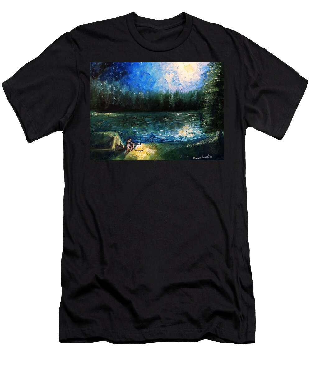 Lake T-Shirt featuring the painting Roasting Mallows by Shana Rowe Jackson