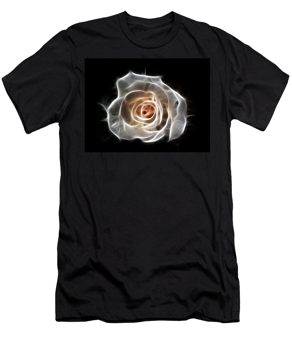Rose T-Shirt featuring the digital art Rose of Light by Bel Menpes