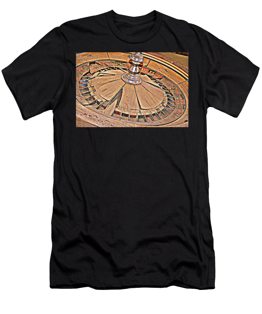 Old Roulette Wheel T-Shirt featuring the photograph Round And Round We Go by Diane montana Jansson