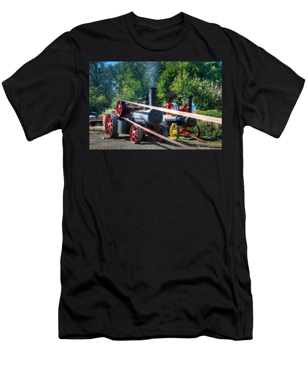 Arcadia Volunteer Fire Company T-Shirt featuring the photograph Rumley powers the Saw by Mark Dodd