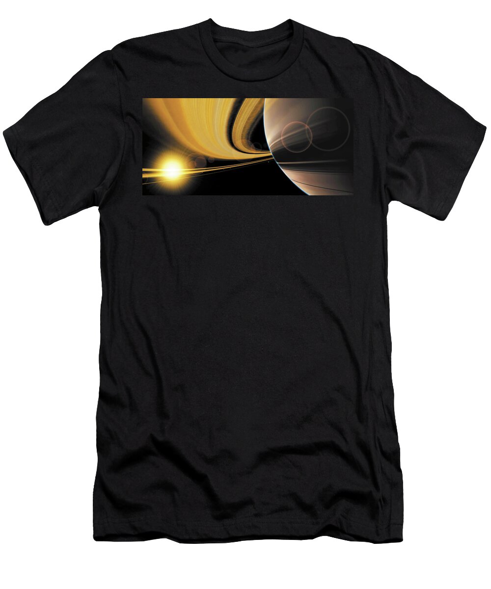 Space T-Shirt featuring the painting Saturn Glory by Don Dixon