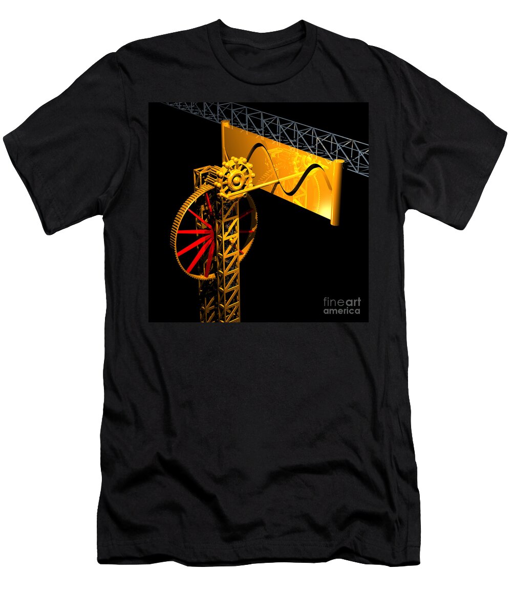Brass T-Shirt featuring the digital art Sine Wave Machine by Russell Kightley
