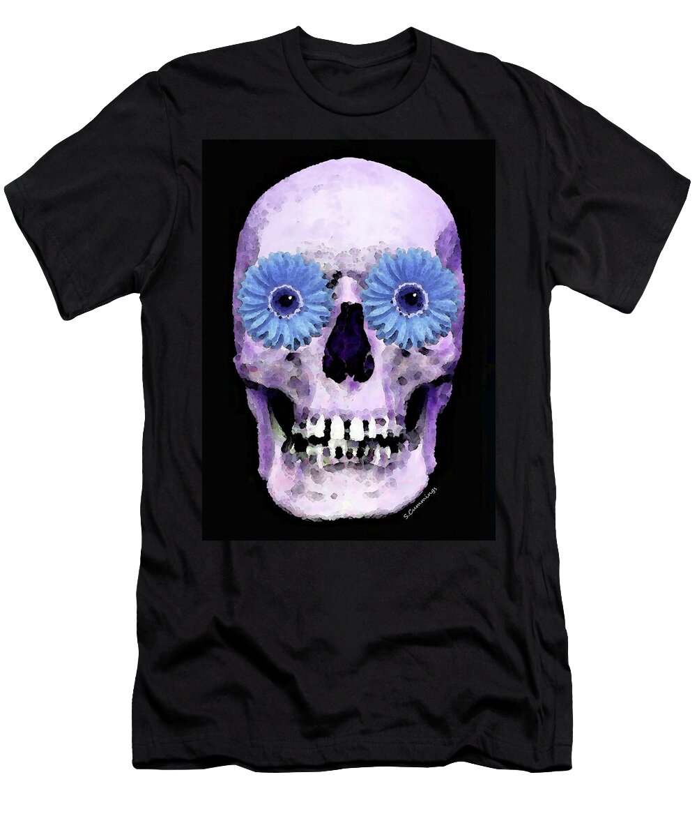 Skull T-Shirt featuring the painting Skull Art - Day Of The Dead 3 by Sharon Cummings