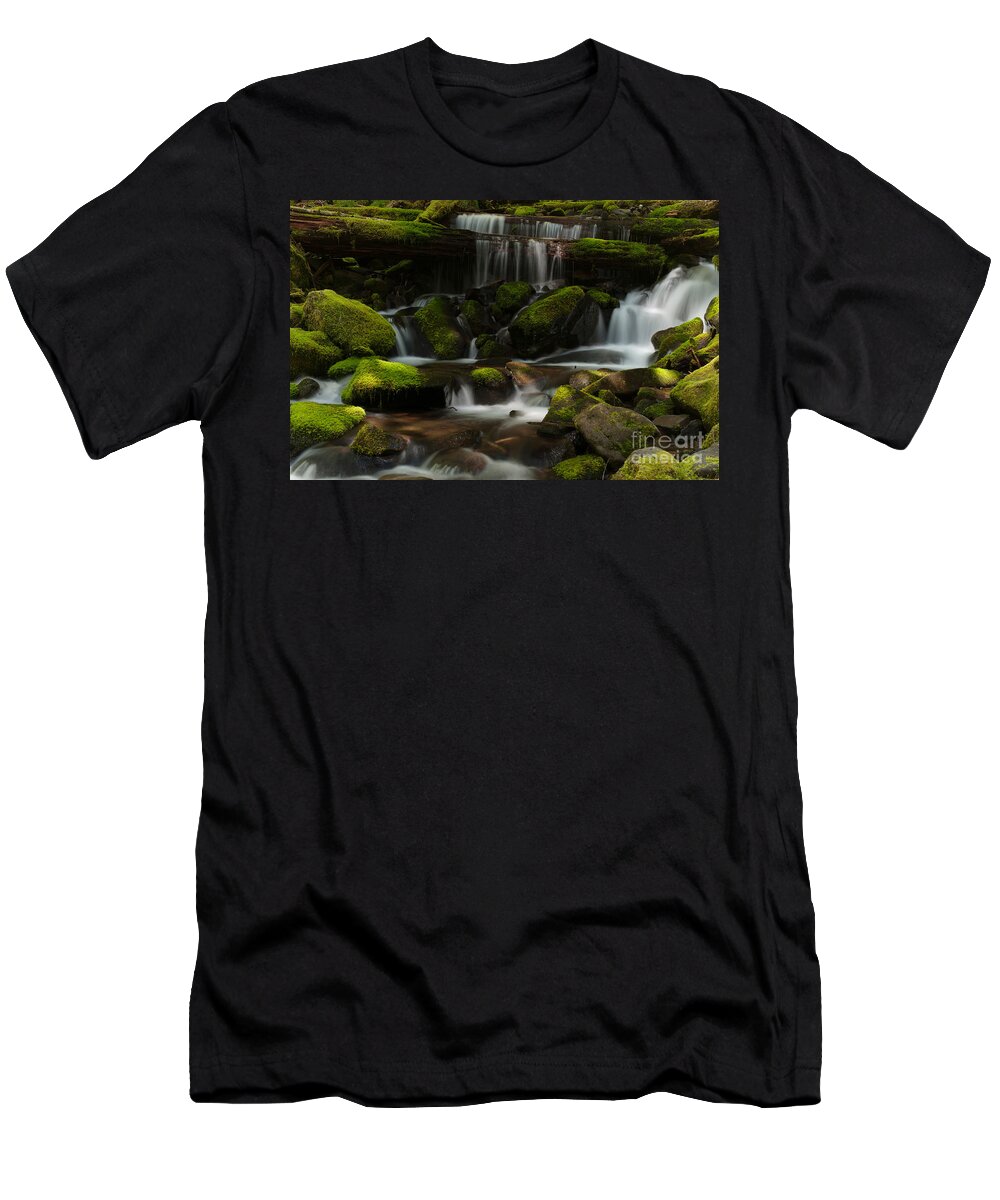 Olympic National Park T-Shirt featuring the photograph Wandering Mossy Creek Falls by Mike Reid