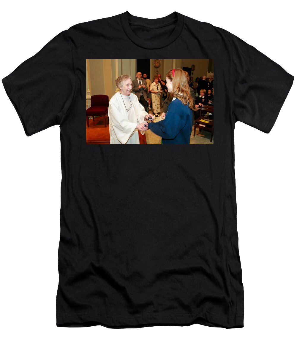 Sr. Joyce Cox As Superintendent Of Catholic Schools In Western Washington T-Shirt featuring the photograph Sr Joyce Cox by Mike Penney