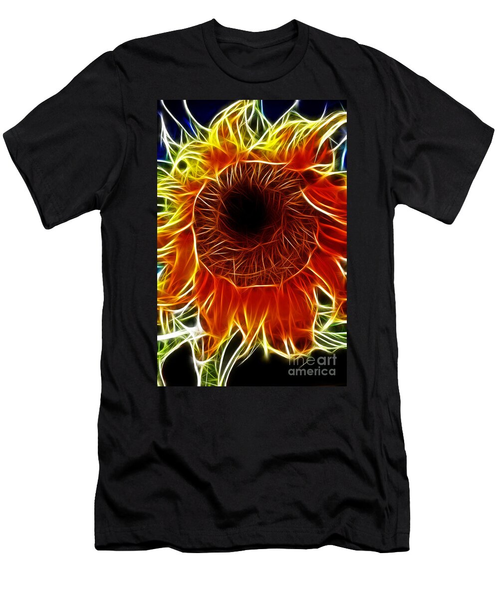 Fine Art Photography T-Shirt featuring the photograph Sunflower Fractal by Donna Greene