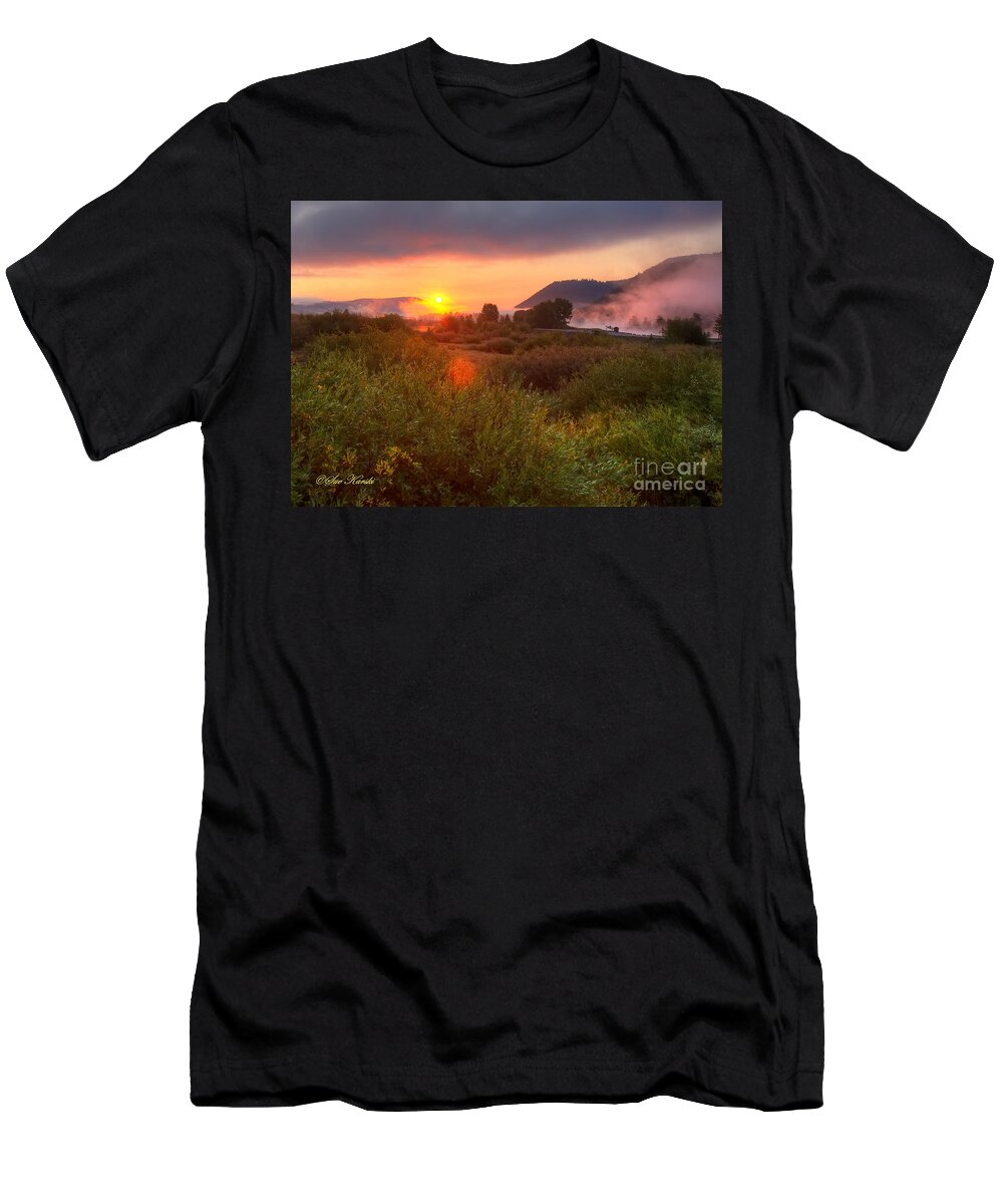 Grand Tetons T-Shirt featuring the photograph Sunrise at Snake River by Sue Karski