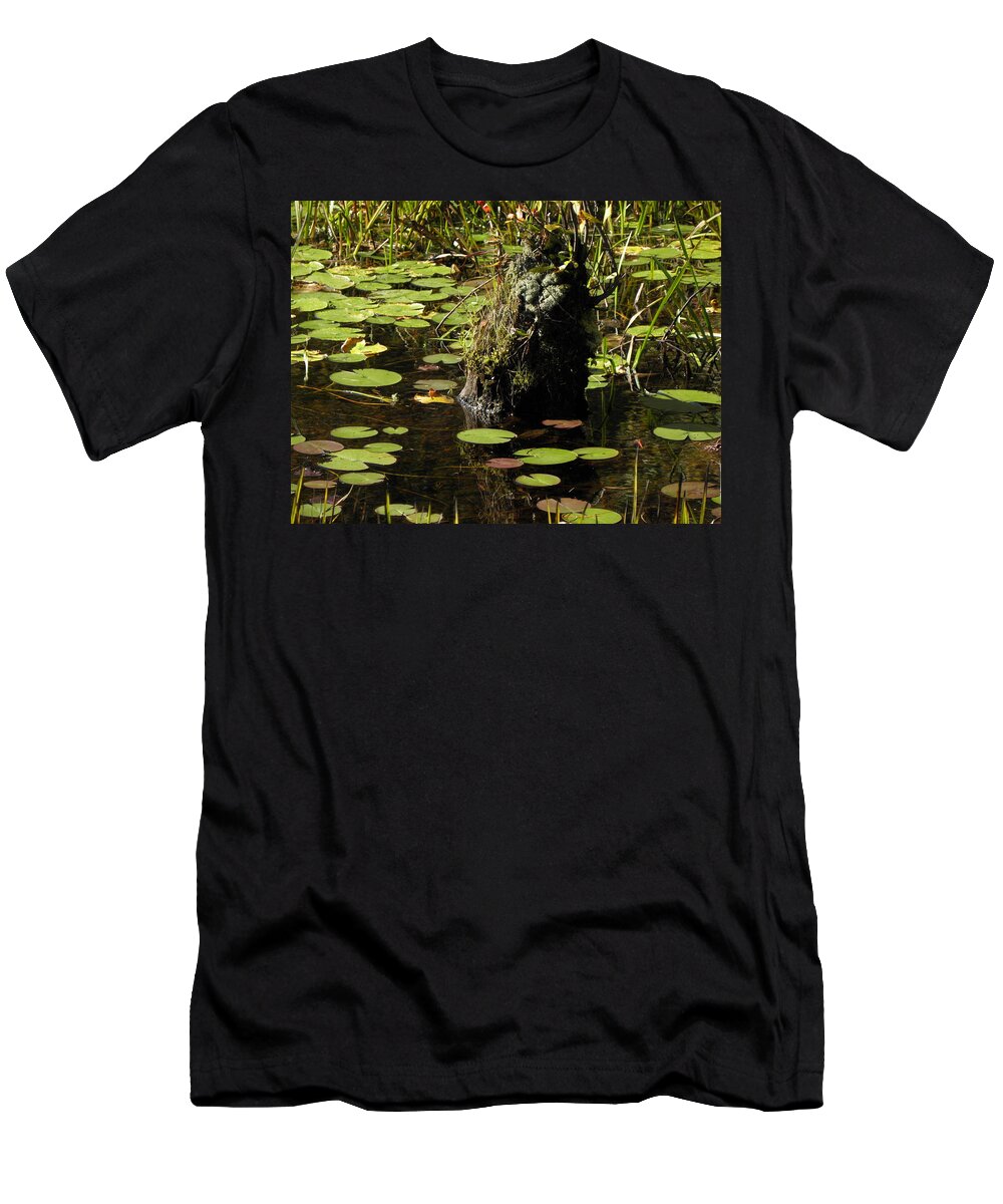 Stump T-Shirt featuring the photograph Surrounded By Lily Pads by Kim Galluzzo