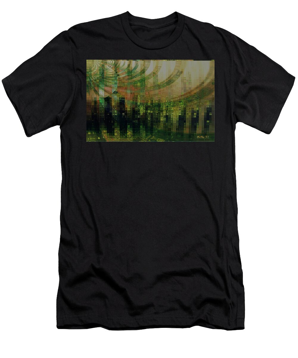 Pattern T-Shirt featuring the digital art Tin City by Kathy Sheeran