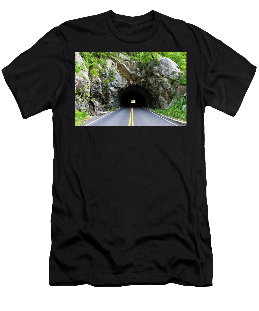 Skyline Drive T-Shirt featuring the photograph Tunnel on a Lonely Road by Lori Coleman
