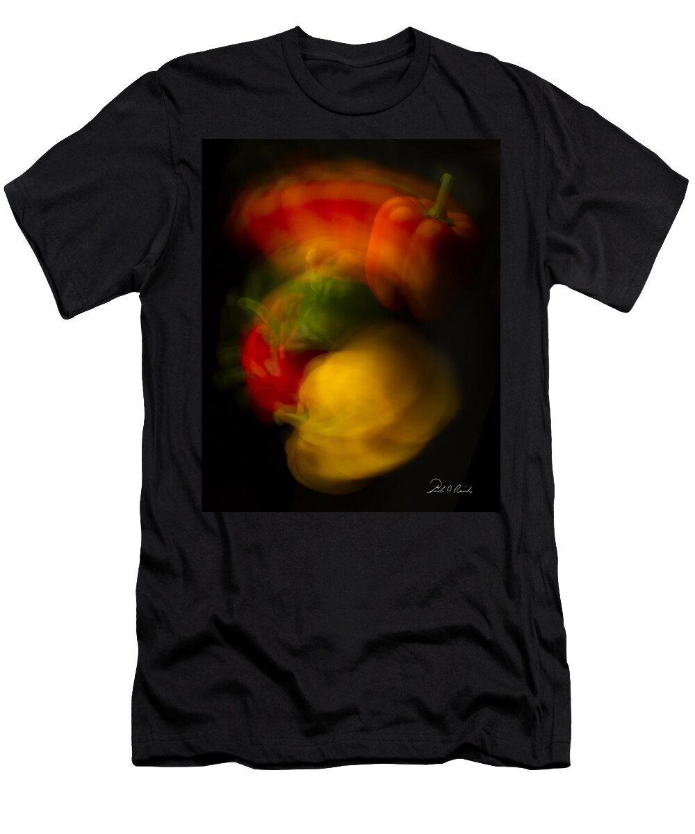 Colorful T-Shirt featuring the photograph Twisting Peppers by Frederic A Reinecke