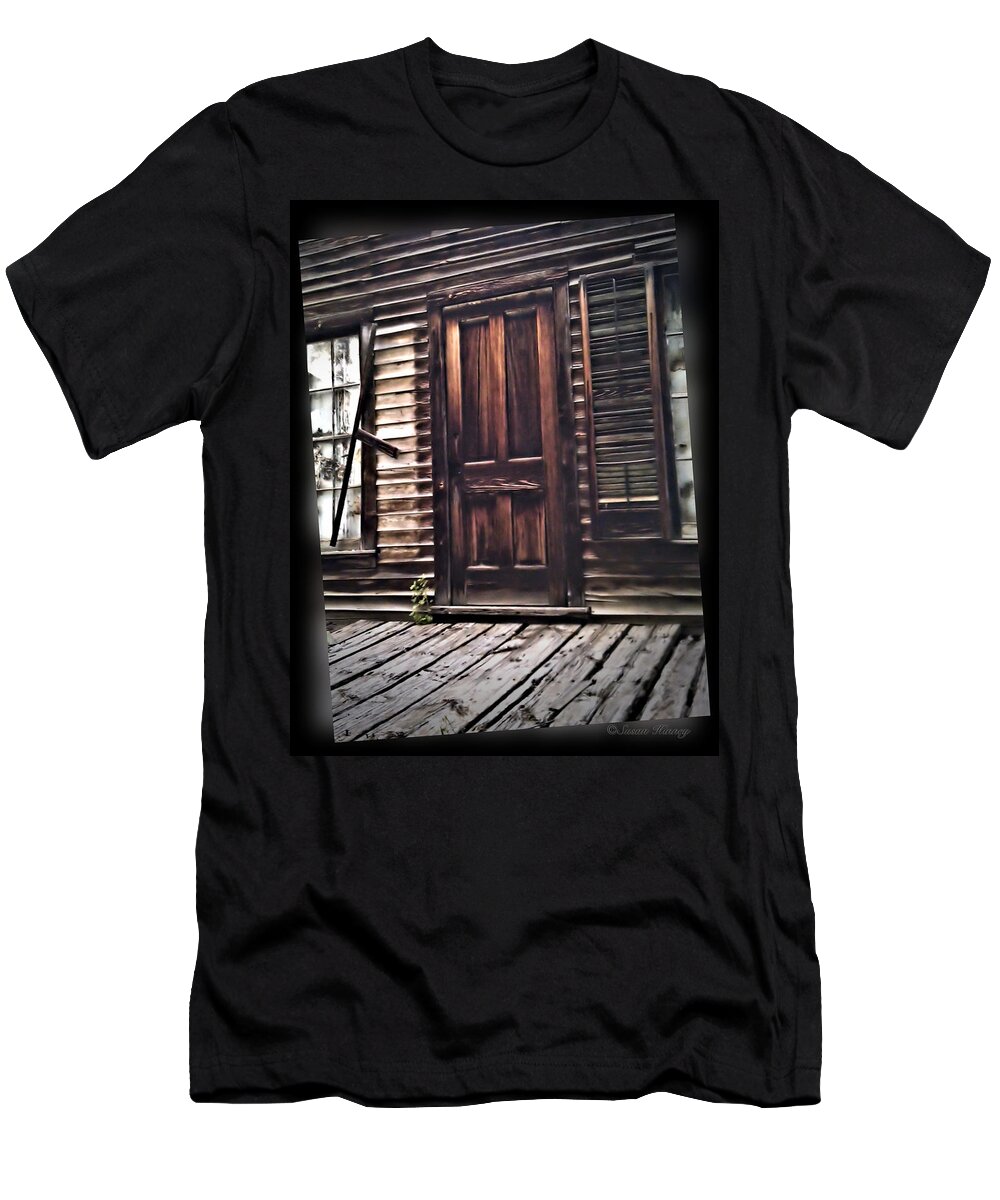 Ghost Town T-Shirt featuring the photograph Virginia City Ghost Town Door I by Susan Kinney