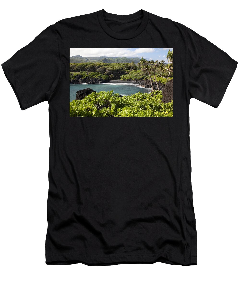 Bay T-Shirt featuring the photograph Waianapanapa Black Sand Beach II by Jenna Szerlag