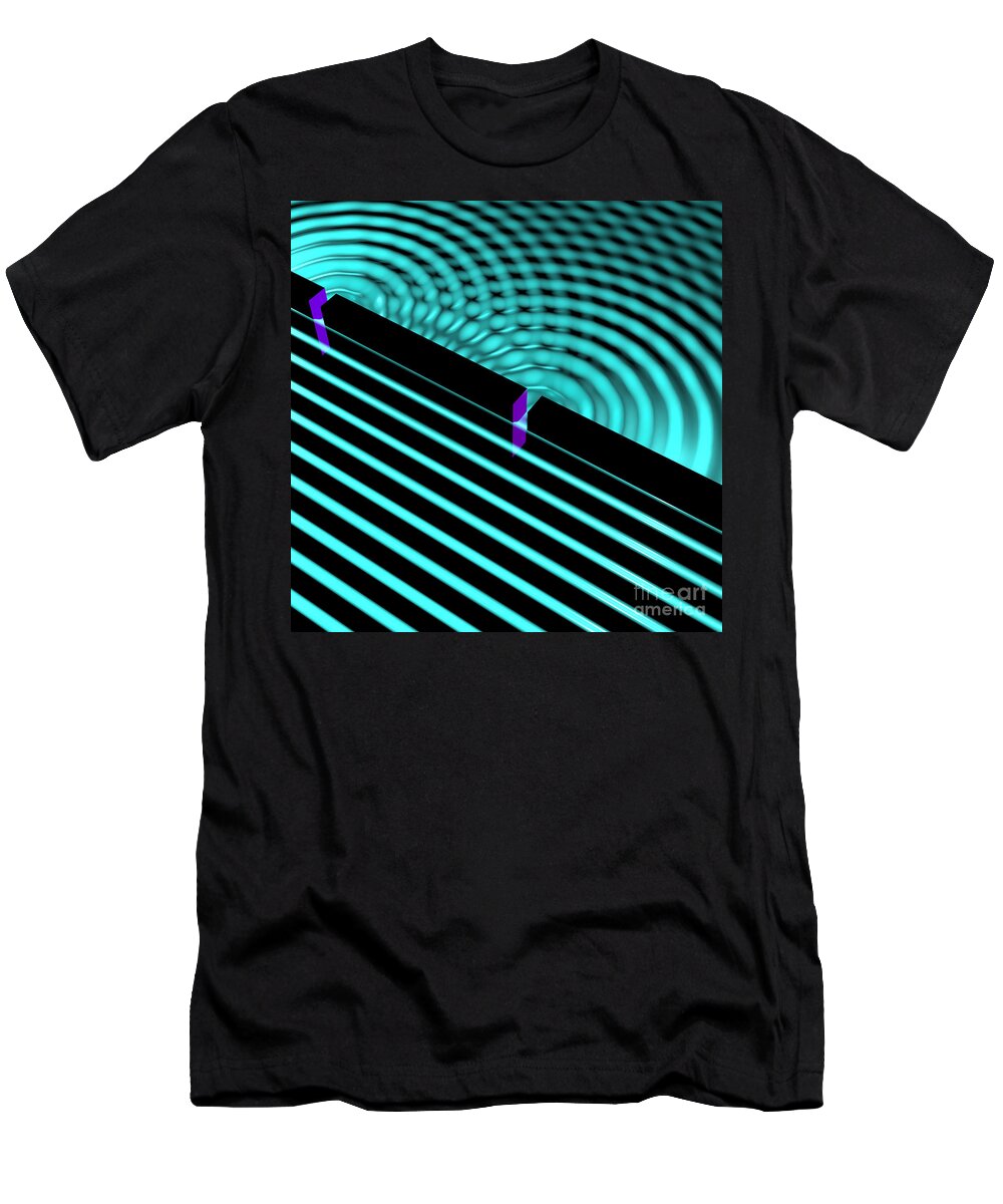 Beams T-Shirt featuring the digital art Waves Two Slit 4 by Russell Kightley