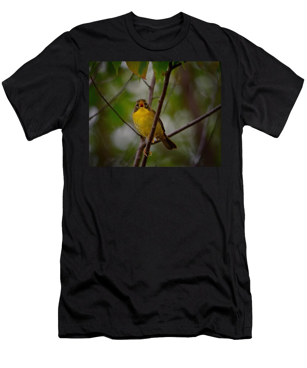 Yellow Warbler T-Shirt featuring the photograph What Warblers Do by Sue Capuano