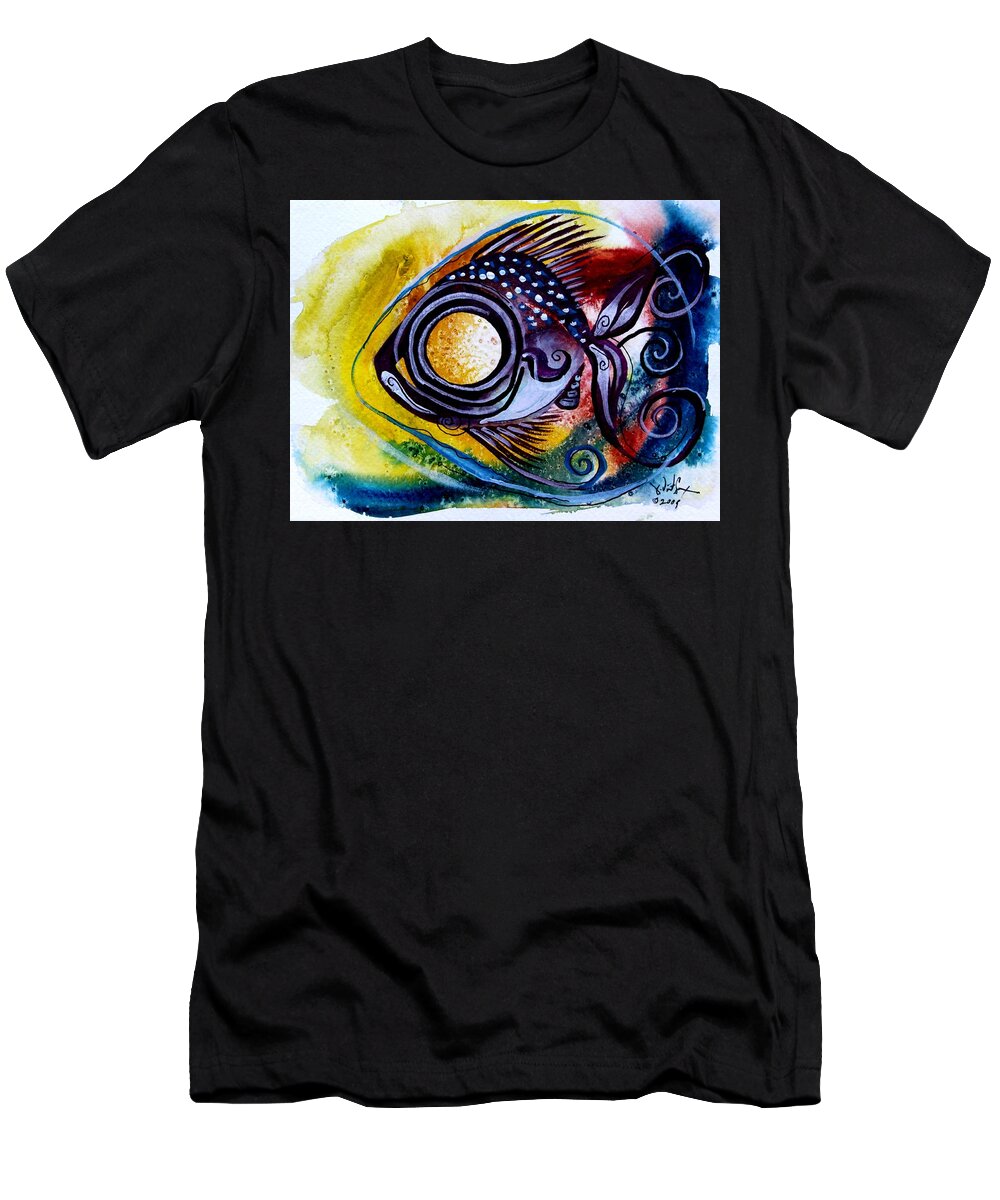 Fish T-Shirt featuring the painting WTFish 3816 by J Vincent Scarpace