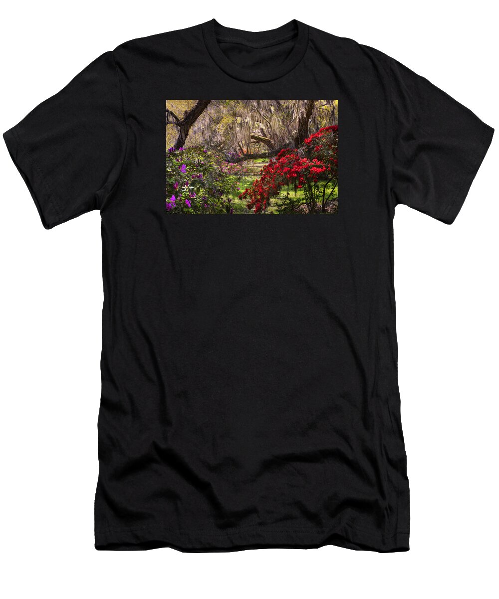  Azaleas In Oak Trees T-Shirt featuring the photograph Azaleas In Oak Trees by Ken Barrett