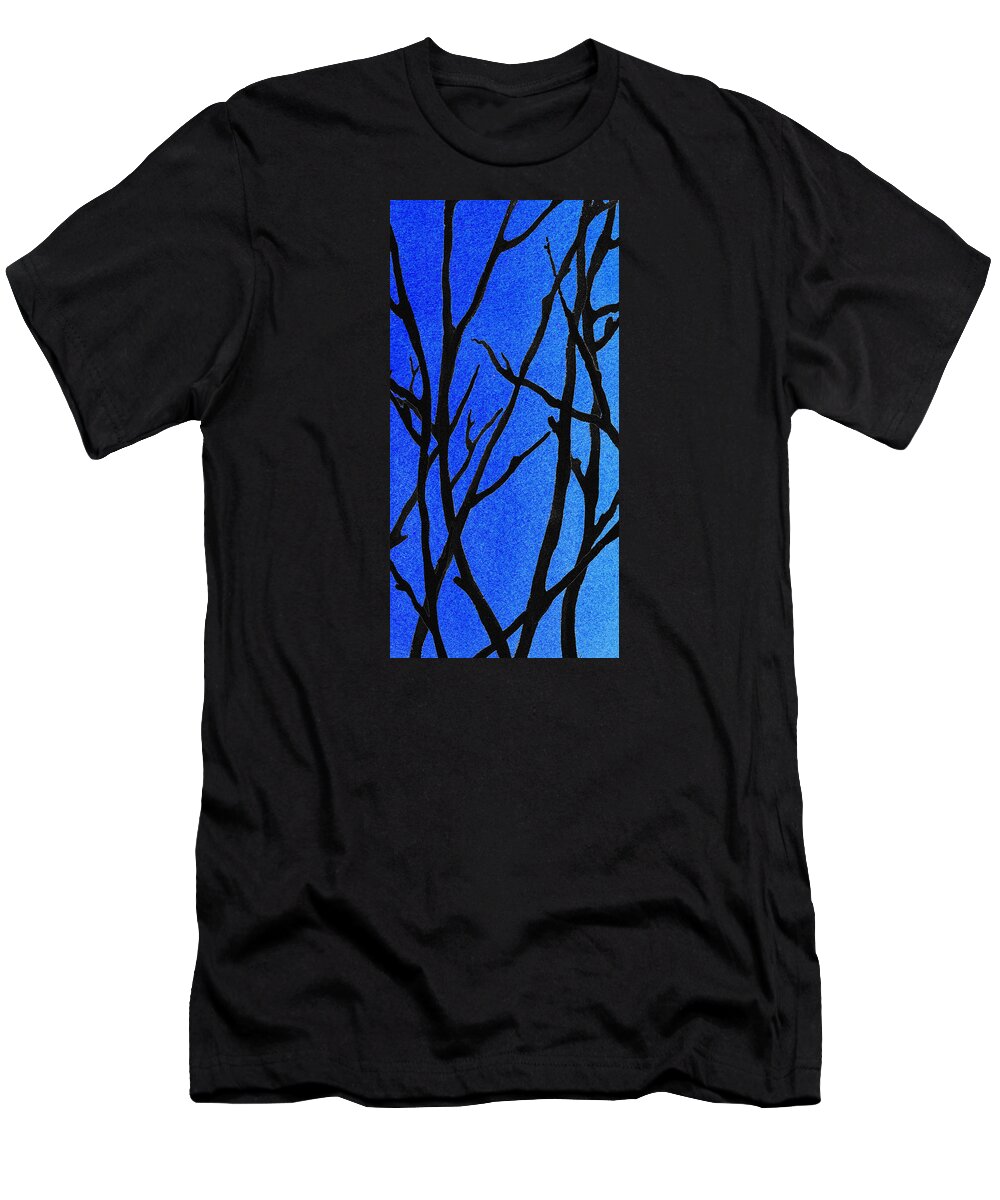 Winter Forest T-Shirt featuring the painting Ultramarine Forest Winter Blues I by Irina Sztukowski