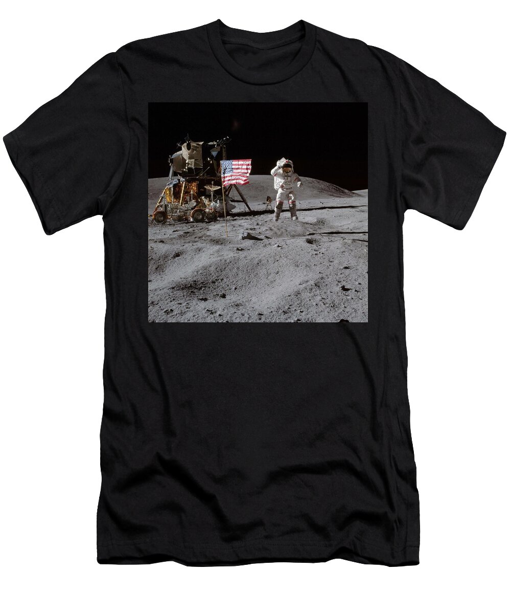 Space T-Shirt featuring the painting Apollo 16 , nasa #1 by Celestial Images