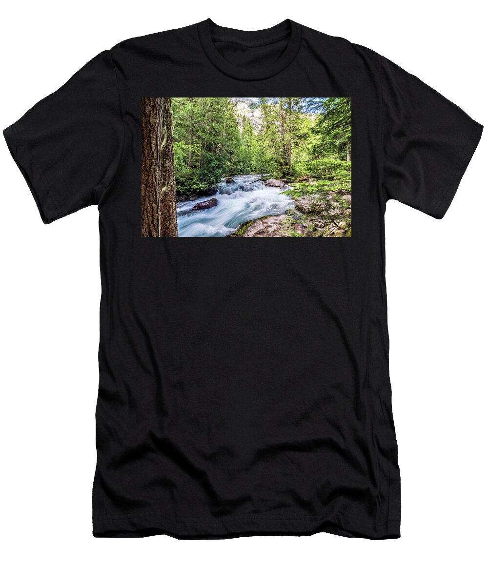 Avalanche Creek T-Shirt featuring the photograph Avalanche Creek Glacier National Park by Donald Pash