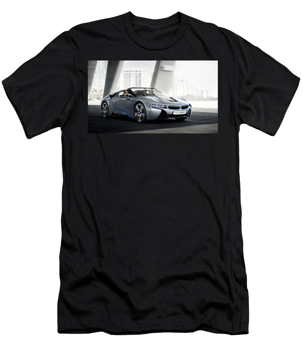 Bmw I8 Concept Spyder T-Shirt featuring the photograph BMW i8 Concept Spyder #1 by Jackie Russo