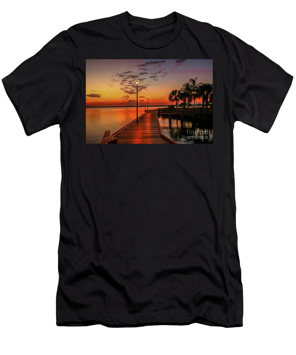 Boardwalk T-Shirt featuring the photograph Boardwalk Sunrise #1 by Tom Claud