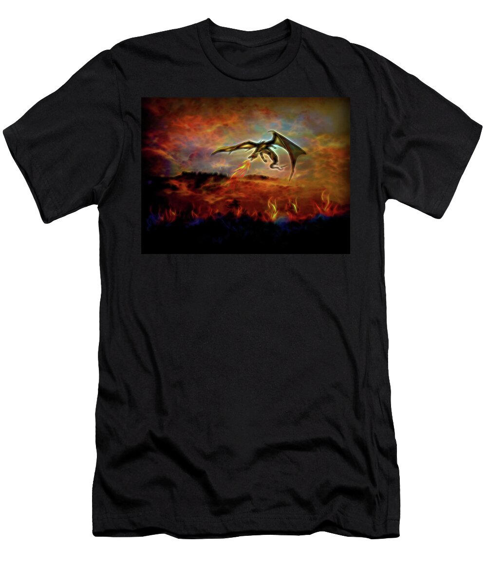 Game Of Thrones Dragons T-Shirt featuring the digital art Burn them all by Lilia D