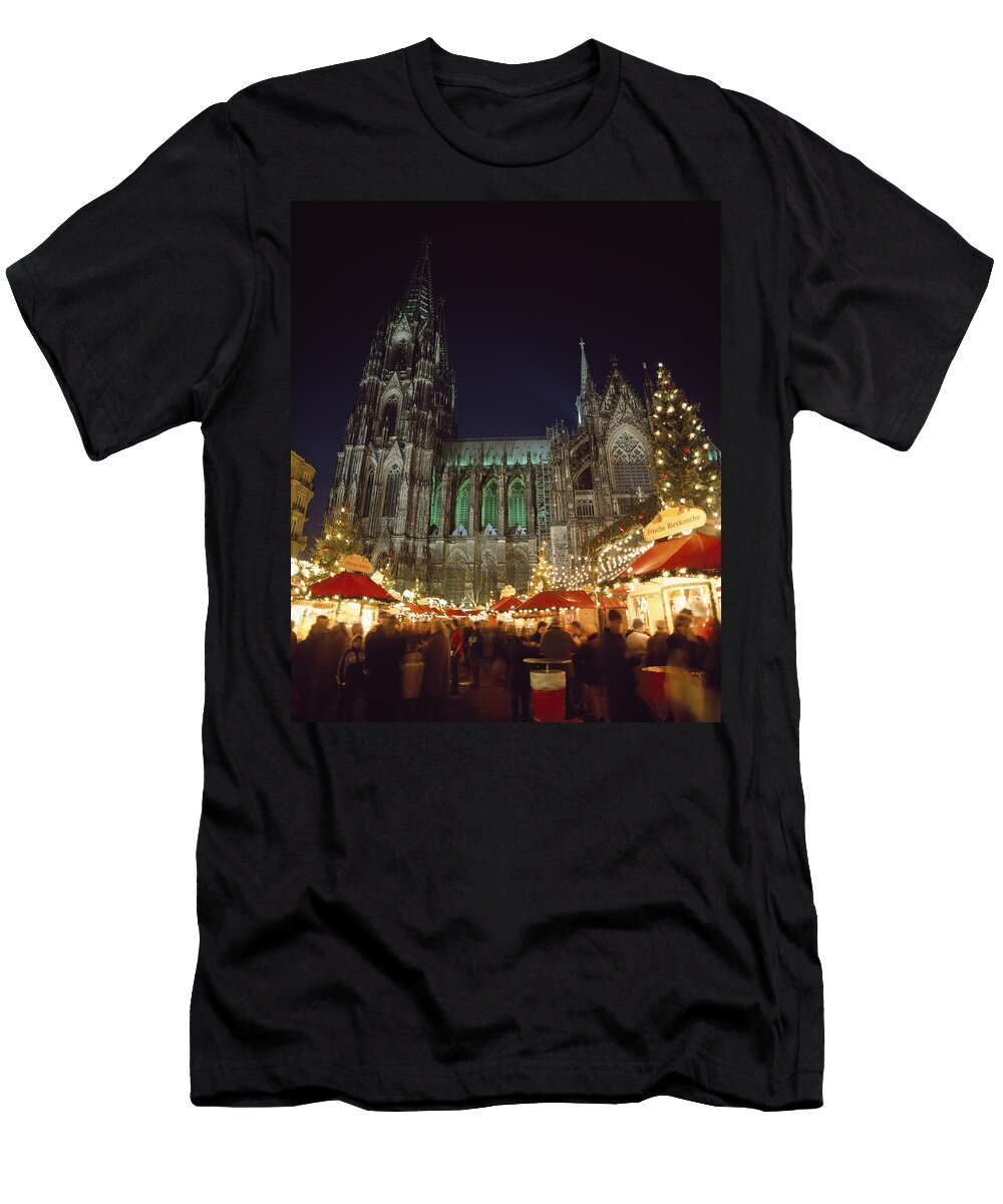 Photography T-Shirt featuring the photograph Cologne Cathedral And Christmas Market #1 by Axiom Photographic