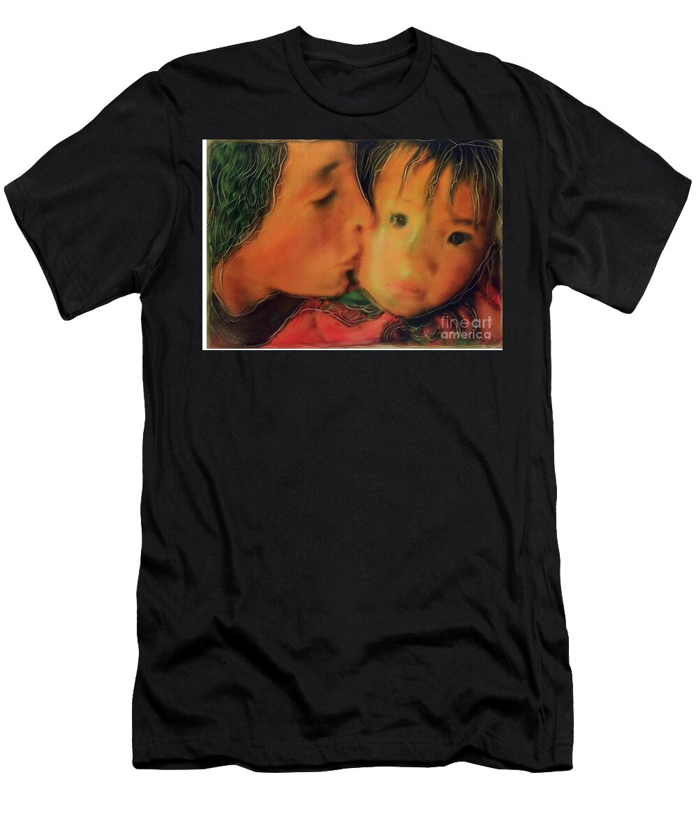 Global Faces Children Mother And Child T-Shirt featuring the painting Faces of hope Nepal #1 by FeatherStone Studio Julie A Miller