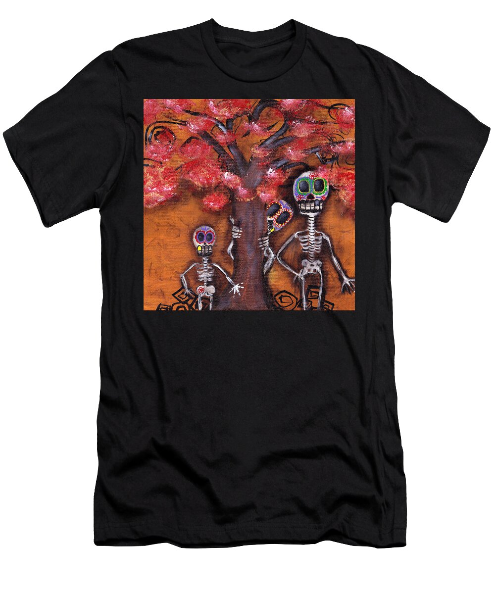 Day Of The Dead T-Shirt featuring the painting Family Tree by Abril Andrade