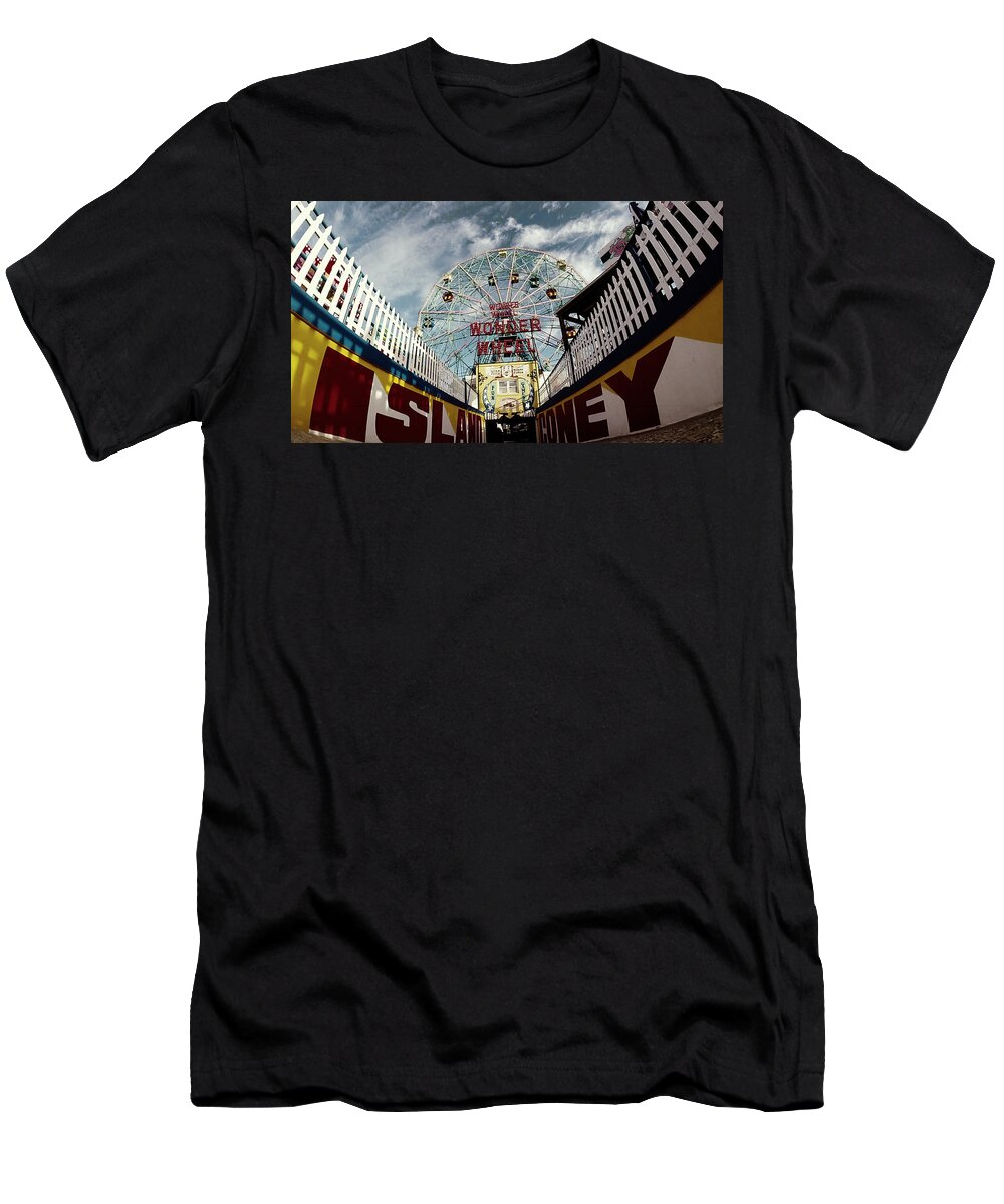Coney Island T-Shirt featuring the photograph Gate of Wonder #1 by Allan Piper