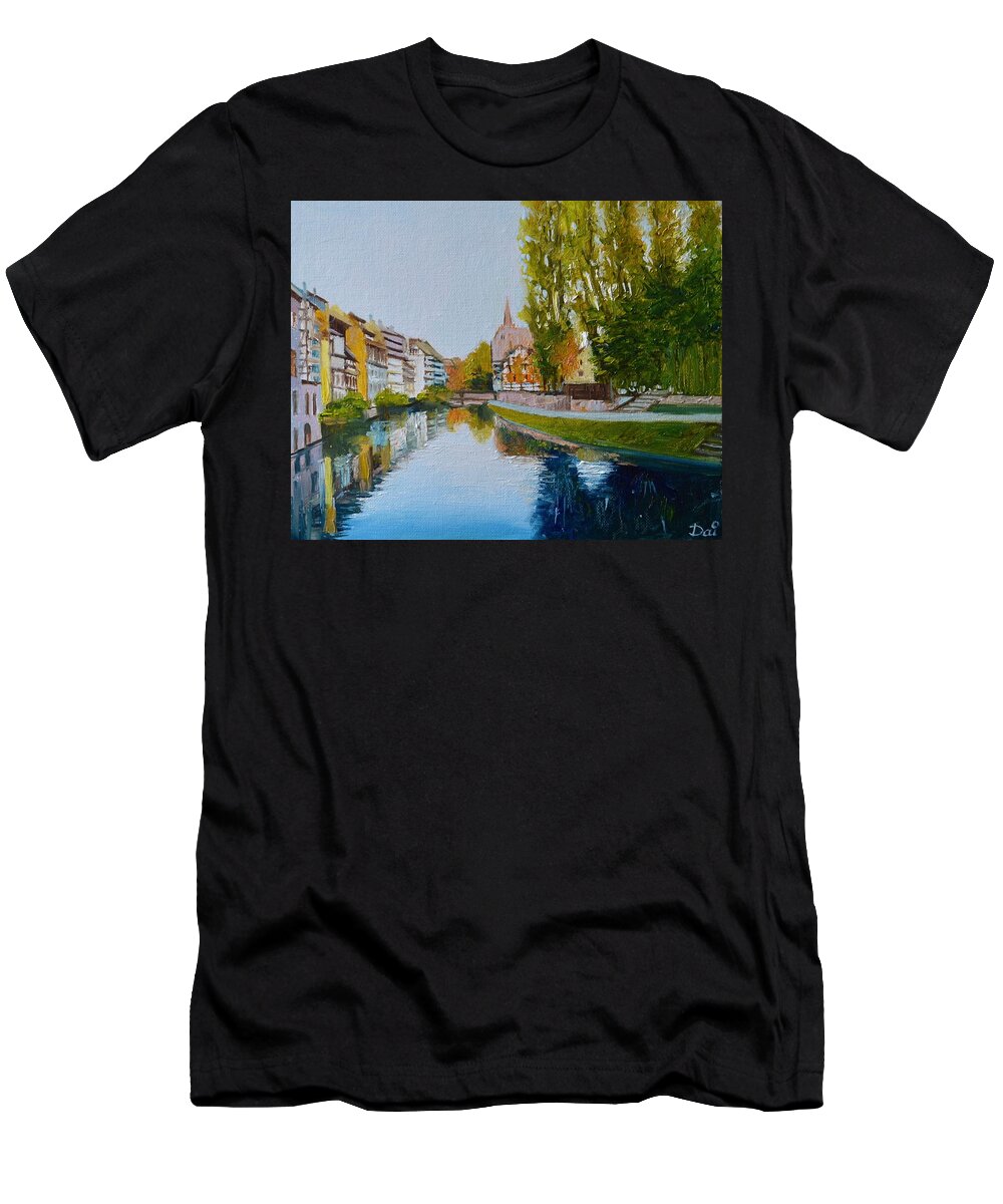 River T-Shirt featuring the painting La Petite France in Strasbourg #1 by Dai Wynn