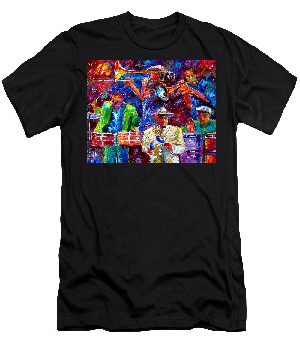 Jazz Art T-Shirt featuring the painting Latin Jazz #1 by Debra Hurd