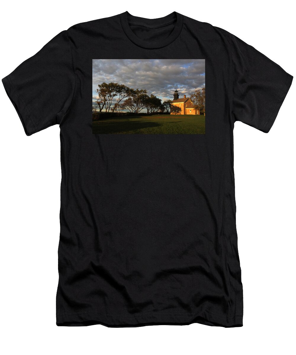 Old Field Point Lighthouse T-Shirt featuring the photograph Lighthouse Old Field Point New York #1 by Bob Savage