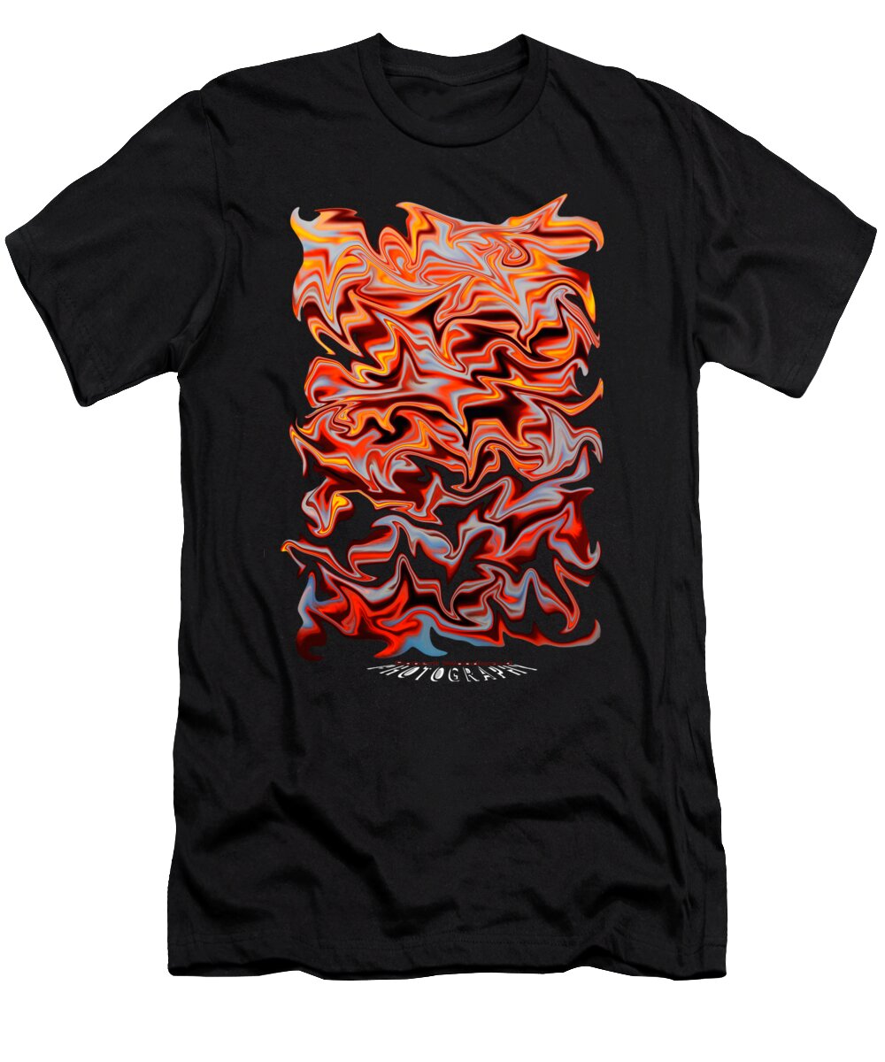 Orange T-Shirt featuring the digital art Metallic Fire Transparency by Robert Woodward