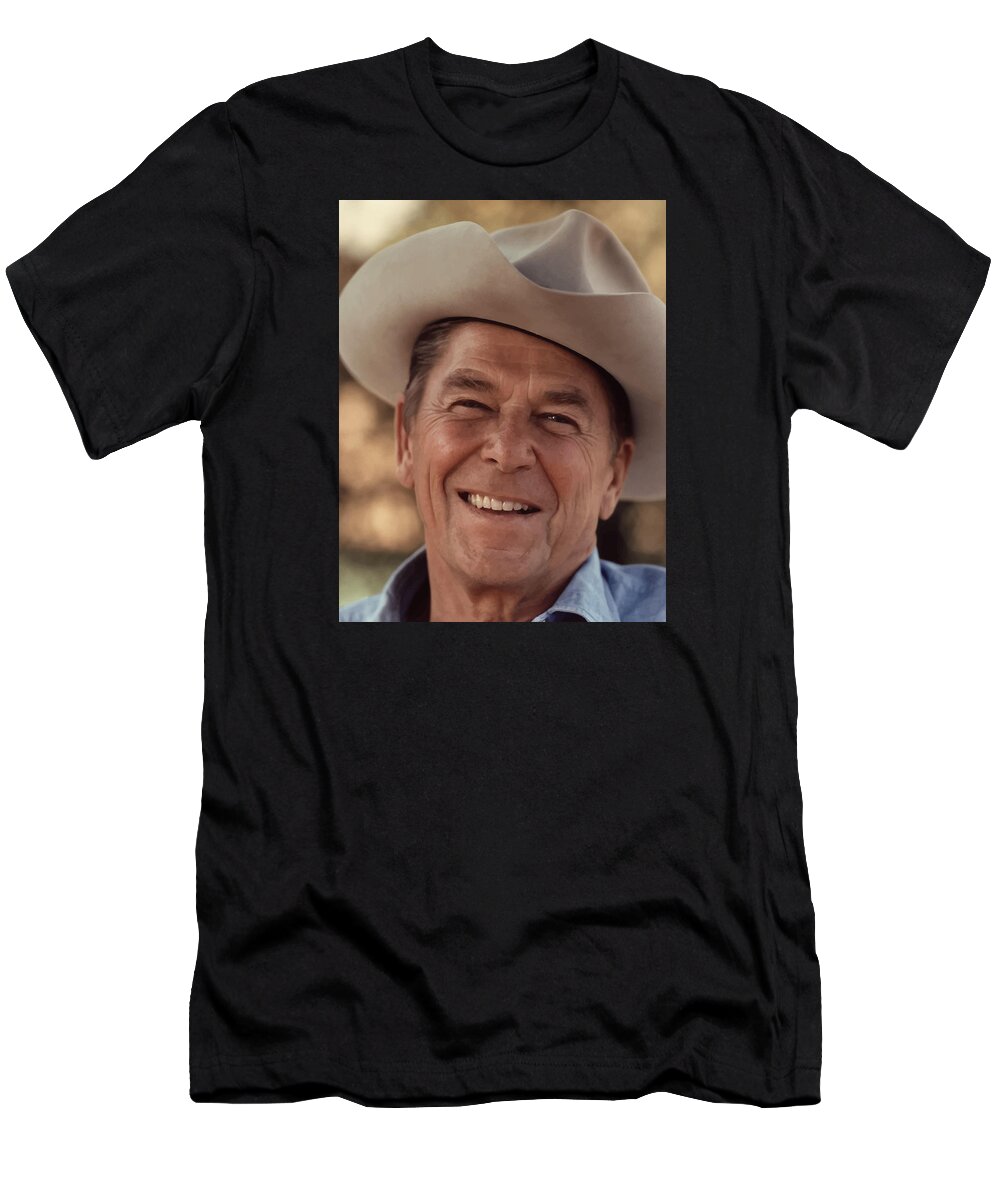 Ronald Reagan T-Shirt featuring the photograph President Ronald Reagan #1 by War Is Hell Store