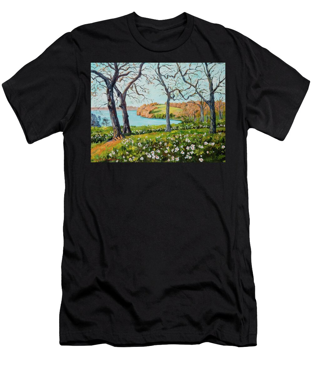 Landscape T-Shirt featuring the painting Rock Cut State Park #1 by Ingrid Dohm