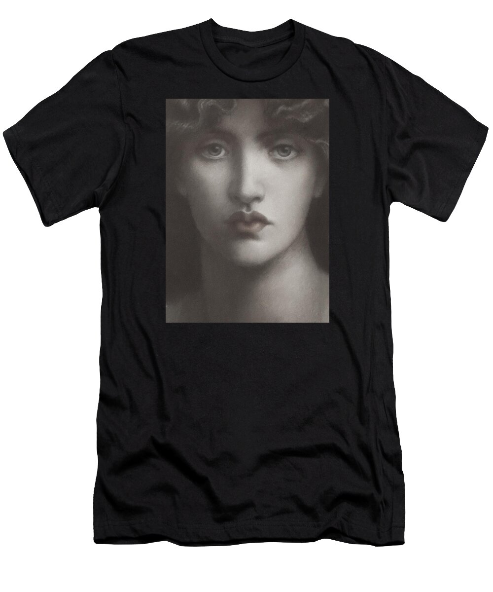Dante Gabriel Rossetti T-Shirt featuring the painting Study Of Jane Morris #1 by Dante Gabriel Rossetti