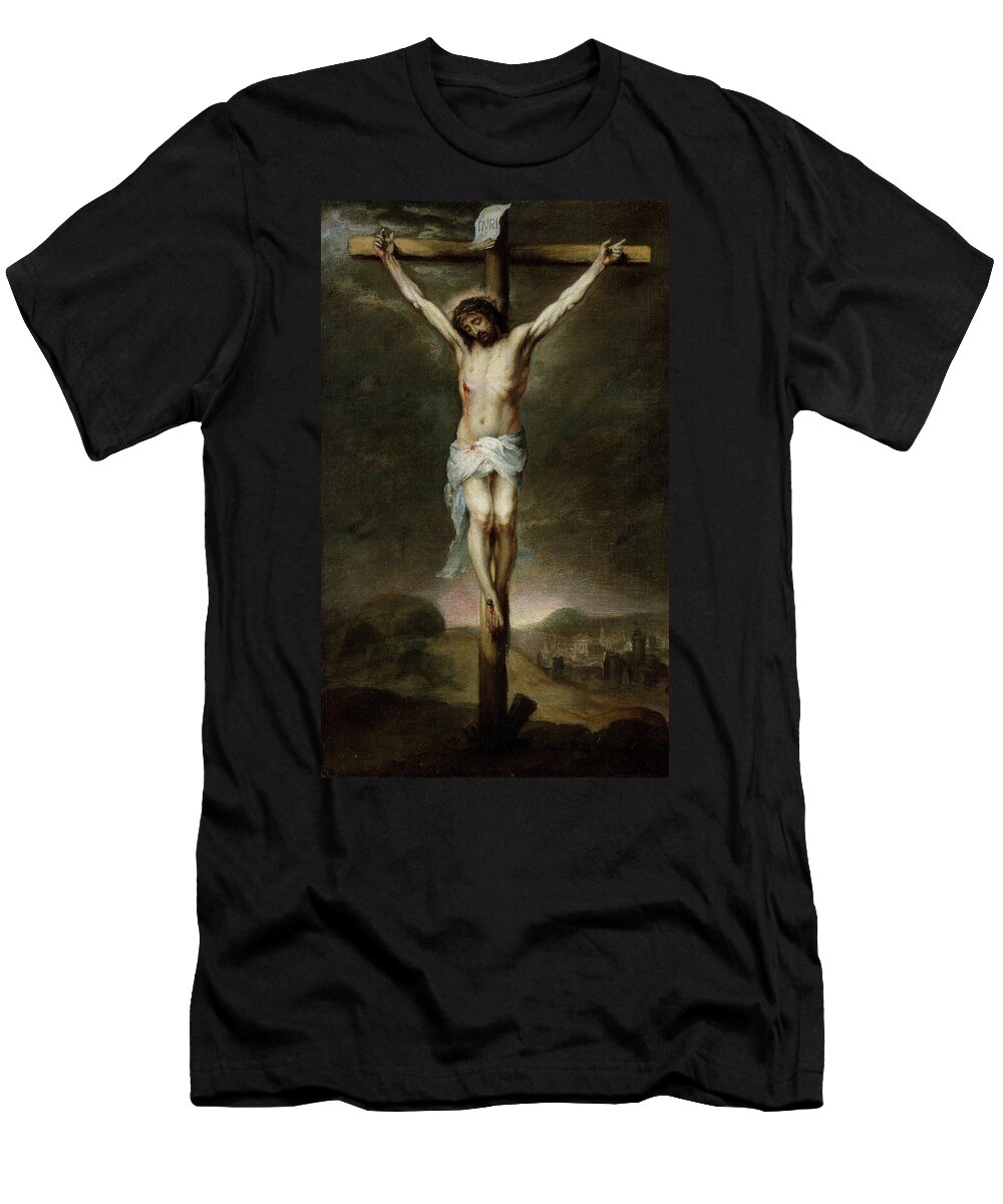 17th Century Art T-Shirt featuring the painting The Crucifixion, from circa 1675 by Bartolome Esteban Murillo