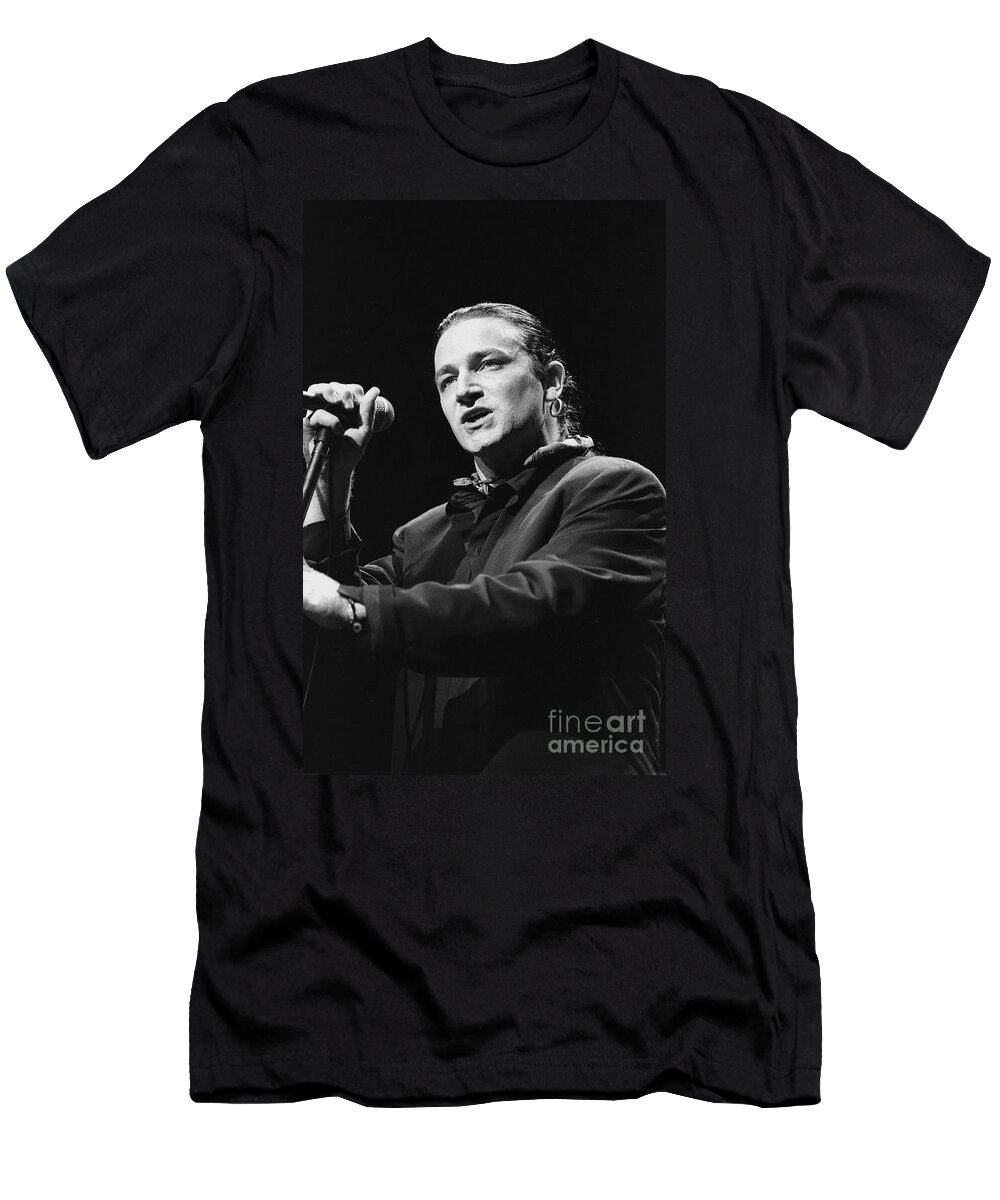 Downloads T-Shirt featuring the photograph U2 Paul Hewson Bono #2 by Concert Photos