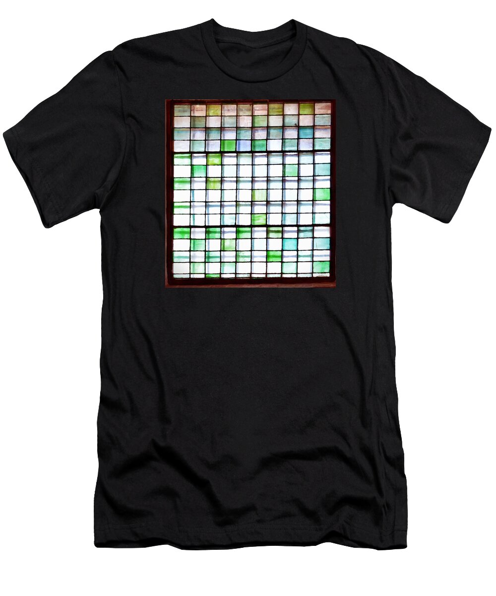 Blue T-Shirt featuring the photograph Stained Glass Window by Sandy Taylor