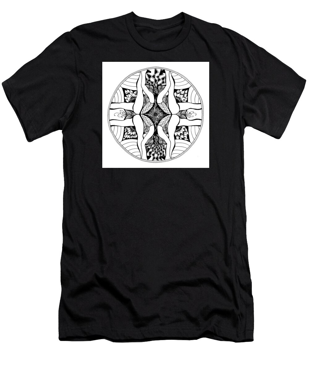 Mandala T-Shirt featuring the drawing Yoga Series #2 by Jan Steinle